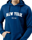 ADRO Hoodie for Men 320 GSM Soft Cotton Hoodies Long Lasting Prints New York Hoodie for Winter | Mens Hoodies | Sweatshirt for Men|H24-NEW-RB-2XL Royal Blue,Royal Blue