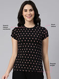 Enamor Women'S Fruits Slim T-Shirt (E247_Jet Black Strawberry Aop S)