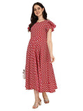 Oomph! Women'S Western & Fusion Wear Midi Dresses For Women Beach Red - Md339,Maroon Red,Maroon Red,Xl