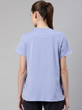 Enamor Athleisure Relaxed Fit Short Sleeve Round Neck Antimicrobial Finish Breathable Stretch Cotton Activewear Sports Tshirt for Women - A301 (A301_Purple Slate/Inhale Exhale Graphic_S),Purple Slate /Inhale
