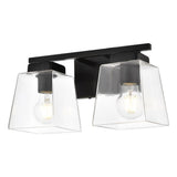 Living District Merrick 2-Light Iron & Glass Bath Sconce In Black/Clear