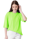Kotty Women'S Cotton Blend Solid Oversized T-Shirts,Light GreenApparel,S