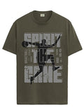 Adro Sports Design Printed T-Shirt For Men - 100% Cotton, Regular Fit, Soft Breathable Fabric. (Rn23-M-Spr-Ol_Olive_L)