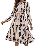 Leriya Fashion Rayon Fit And Flare Below The Knee Women Dress (Lf-Wd1221_Beige,BeigeApparel,L