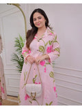 Leriya Fashion Women Printed A-Line Co-Ord Kurta Set For Women (Lf-W2092&Tr1052-L-Pink)