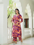 Anni Designer Women'S Cotton Blend Straight Printed Kurta With Palazzo (Chinki Begani_S_Begani_Small),Begani,S,Rayon Blend,Regular,