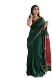 Flosive Women'S Mix Color & Golden Kanjivaram Wedding Saree With Blouse (Dark Green)