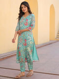 Gosriki Women'S Rayon Blend Straight Printed Kurta With Pant (Vitudi Green-Gs_S_Green_Small),Green,,B0CYGGMQ3T