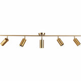 KCO Lighting Modern 5-Lights LED Track Lighting Kit Brushed Brass Kitchen Ceiling Spotlights Light Fixture Mid Century Gold Adju
