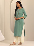 Libas Women'S Cotton Blend Yoke Design Regular Kurta (98210Oc_Blue_M)