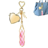 Onqurs Lipstick Holder Keychain With Mirror For Women | Metal Lipstick Organizer Bag Charm Pendant | Portable Makeup Holder Case