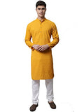 Jompers Men Mustard And Embroidered Kurta With Churidar (Mustard, S)