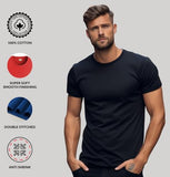 ADRO T Shirts Pack of 2 Mens Tshirts Cotton T Shirts for Men Tshirt T-Shirts Combo T Shirts Tshirts for Men Plain Solid Tshirts Grey Black Tshirt for Men RCM2-PLN-GR-BL-L,Grey,Black