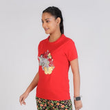 Rupa Colors Playsure Printed Cotton Blended Round Neck Women'S T-Shirt Short-Sleeve Pack Of 1,RedApparel,L