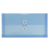 JAM PAPER Plastic Envelopes with Button & String Tie Closure - #10 Business Booklet - 5 1/4 x 10 - Blue - 12/Pack