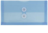 JAM PAPER Plastic Envelopes with Button & String Tie Closure - #10 Business Booklet - 5 1/4 x 10 - Blue - 3/pack