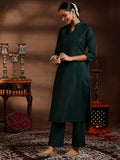Libas Women'S Silk Blend Kurta Set (39043_Green Green 2Xl