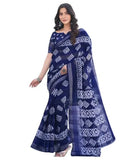 Sareezaa WomenS Cotton Saree With Geometric Print And Unstitched Blouse Piece (Blue)