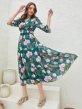 Toplot Dress For Women With Floral Print (Dress-5133-Rama-L) Turquoise,Turquoise,,B0CPPLZZK6