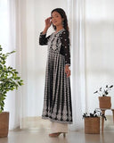 Anni Designer Women'S Georgette Chikankari Embroidered Anarkali Kurti (Kari Black-Kbv_Xl_Black_X-Large),Black,XL,Georgette,Anarkali,