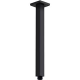 Matte Black Shower Arm with Flange 12 Inch Replacement Extension Pipe Stainless Steel Rainfall Shower Head Extender Arm, Square