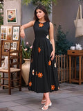 Gosriki Women'S Rayon Viscose Embroidered Anarkali Kurta (Amlya Black-Gs_Xxl_Black_Xx-Large),Black,2,B0F9PY5J1W