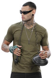Adro Men'S V Neck Solid Cotton T-Shirt (Vn-M-Pln-Ol_Olive_2Xl)