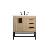 Elegant Decor Indoor Modern Under Sink Bathroom Fixtures Storage Organizer Cabinet 42 Inch Single Bathroom Vanity - Grey With Ba
