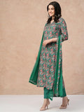 Anni Designer Women'S Rayon Blend Straight Printed Kurta With Pant & Dupatta (Shaniya Green-Nw_Xxl_Green_Xx-Large),Green,2XL,Rayon Blend,Regular,Kurta, Scarf