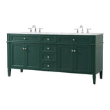 Elegant Decor Park Avenue 72 Metal Mdf Marble Double Bathroom Vanity In Green