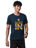 Adro Mens Believe In Your Self Printed T-Shirt (R22-M-Bel-Sb_Teal_L)