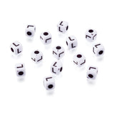 240pcs Opaque Acrylic Letter L Cube Beads White Plastic Alphabet Loose Spacer Square Beads 4-5mm for DIY Name Bracelet Necklace