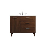 Elegant Decor Baldwin 42 Solid Wood And Mdf Bathroom Vanity In Walnut