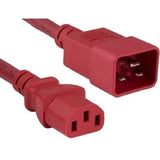 C13 To C20 4Ft Red Power Cord