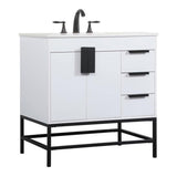 Elegant Decor Indoor Modern Under Sink Bathroom Fixtures Storage Organizer Cabinet 42 Inch Single Bathroom Vanity - White