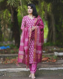 Gosriki Women'S Rayon Blend Straight Printed Kurta With Pant & Dupatta (Mrunal Pink-Gs_S_Pink_Small),Pink,,B0DFY1PVNT