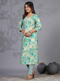 Gosriki Women'S Rayon Blend Straight Printed Kurta With Pant (Nissu Blue-Gs_S_Blue_Small),Blue,,B0CYHBRC3L
