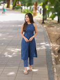 Anni Designer Women'S Rayon Viscose Straight Printed Kurta With Pant (Palakad Blue_S_Blue_Small),Blue,S,Rayon,Casual,