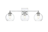 Living District Foster 3-Light Iron & Glass Bath Sconce In Chrome/Clear