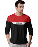 Eyebogler Men'S Round Neck Regular Fit Colorblocked Full Sleeves T-Shirt,Black Red WhiteApparel,L