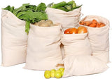 Meubels Reusable Organic Produce Bags Durable, Double Stitched, Washable with Tare Weight & Drawstring Cotton Bags for Groce