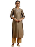 Libas Women'S Silk Floral Straight Kurta (G27310R_Gold_S)