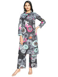 Anni Designer Women'S Rayon Blend Short Length Printed Co-Ord Set (Kareena Black Co Ord_Xxl_Black_Xx-Large),Black,2XL