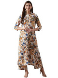 Anni Designer Women'S Cotton Blend Straight Printed Kurta With Palazzo (Yamla Yellow_L_Yellow_Large),Yellow,L