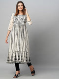 Anni Designer Women'S Cotton Blend Anarkali Chikankari Embroidered Kurti (Dori Kali White_M_White_Medium),White,M,Cotton Blend,Anarkali,