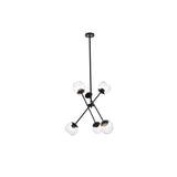 Living District Axl 6-Light Mid-Century Metal Pendant In Black And Clear