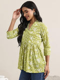Libas Women'S Cotton Floral Regular Kurta Set (98002O_Green