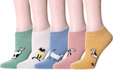 Sting Bee WomenS Ankle Length Cotton Low Cut Socks, Multicolor, Animal Print, Free Size, Pack Of 5
