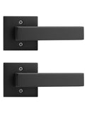 Tinewa 2 Pack Dummy Door Handles for Left Hand and Right Hand, Square Black Door Konbs for Closets, Non-Turning Single Side Pull