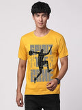 Adro Sports Design Printed T-Shirt For Men - 100% Cotton, Regular Fit, Soft Breathable Fabric. (Rn23-M-Spr-Mu_Mustard_S)